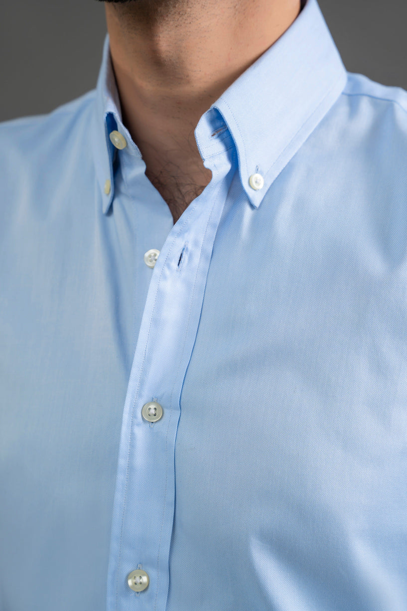 Blue Cotton Button Down Shirt