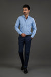 Blue Checker Cotton Button Down Shirt