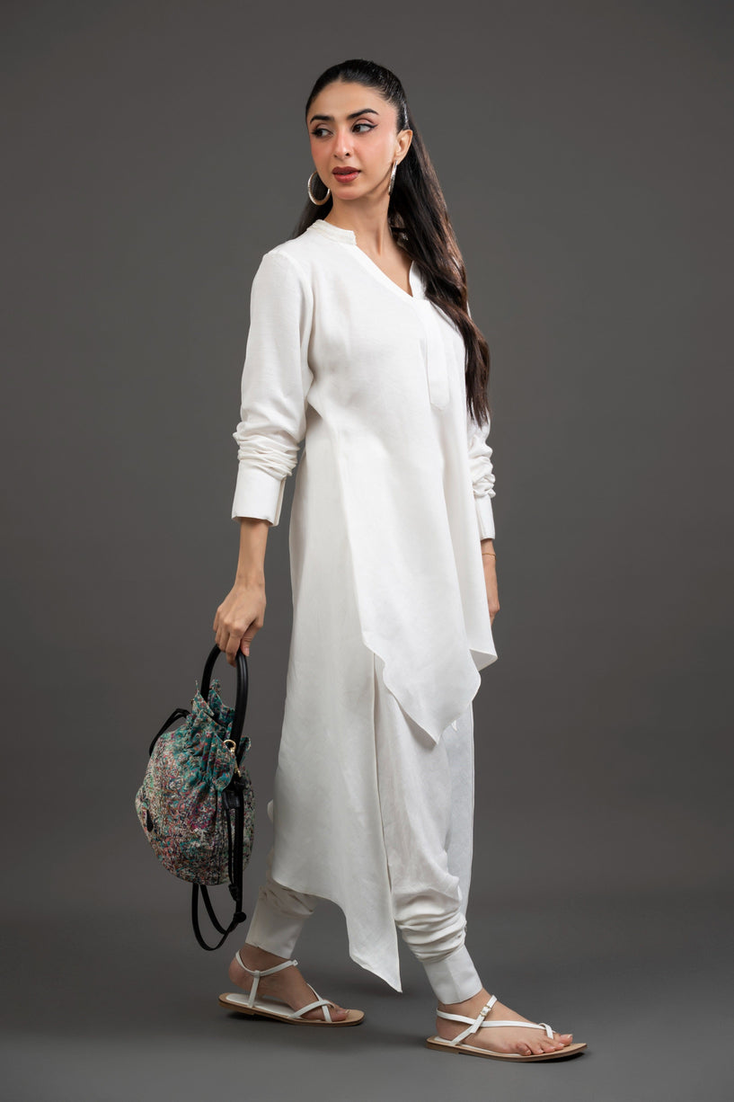 Linen Tunic with Beads & Ruffled Pants