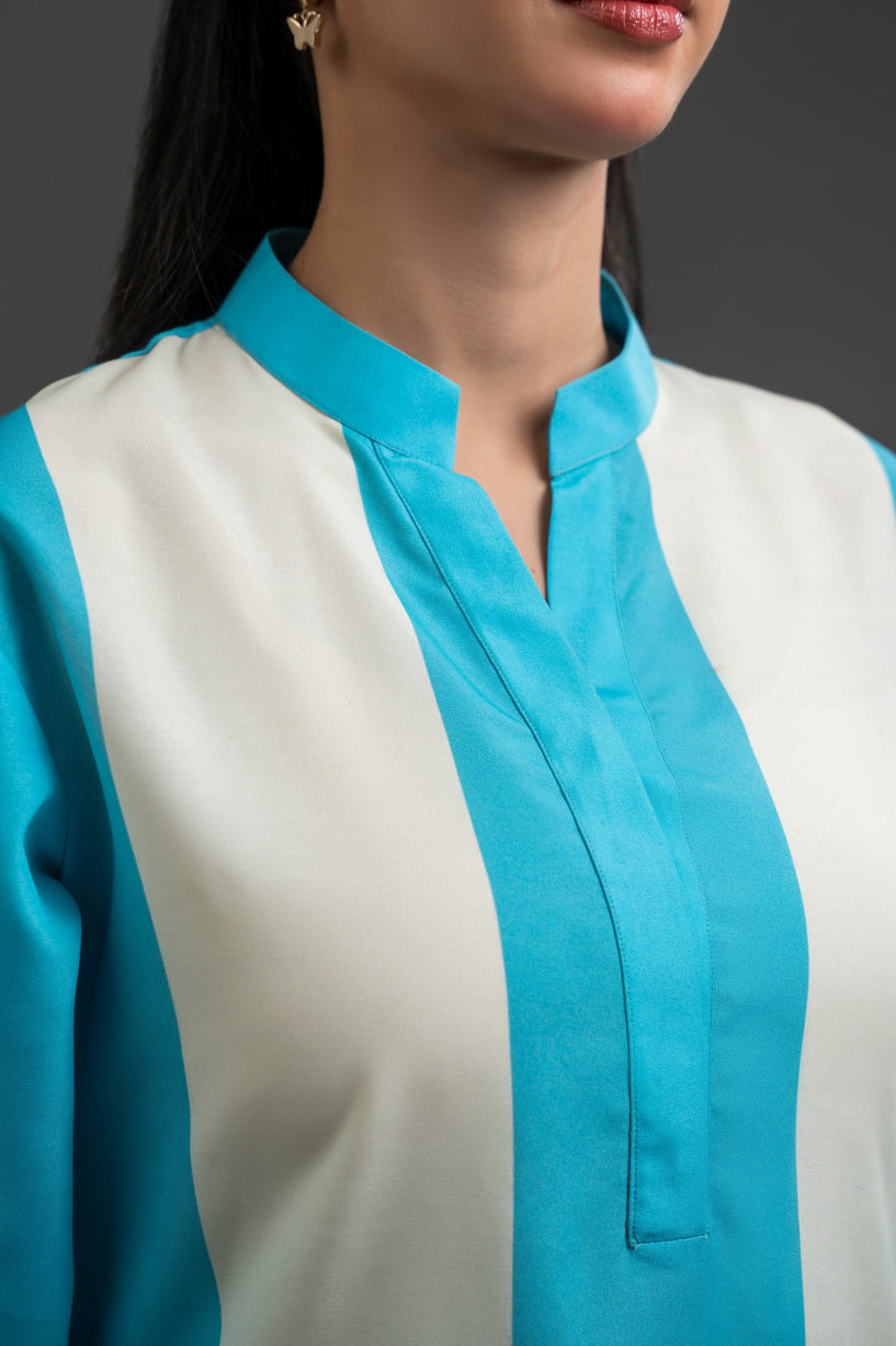 Azure Yellow Striped Kurta Set