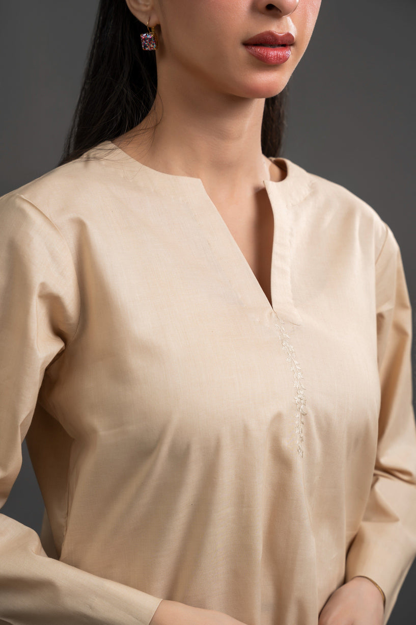Beige Embroidered Kurta Set