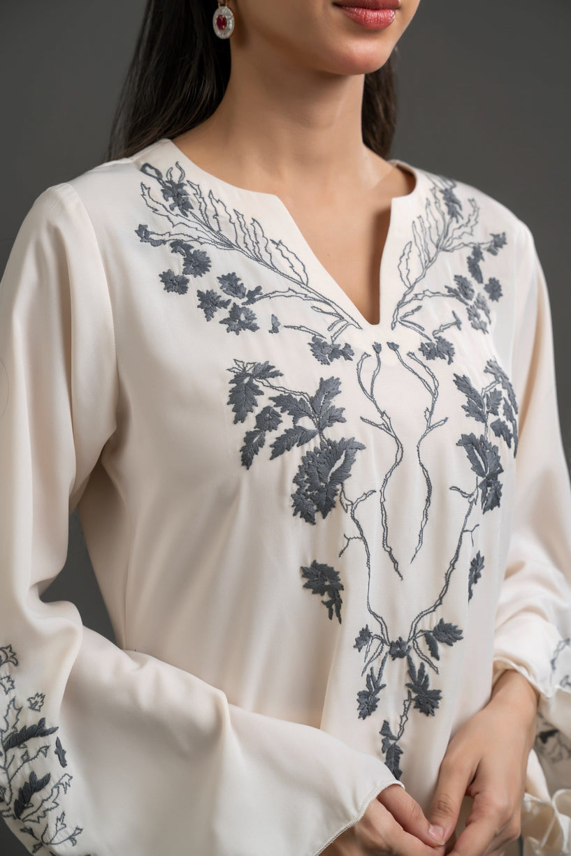 Elegant Ivory Embroidered Set