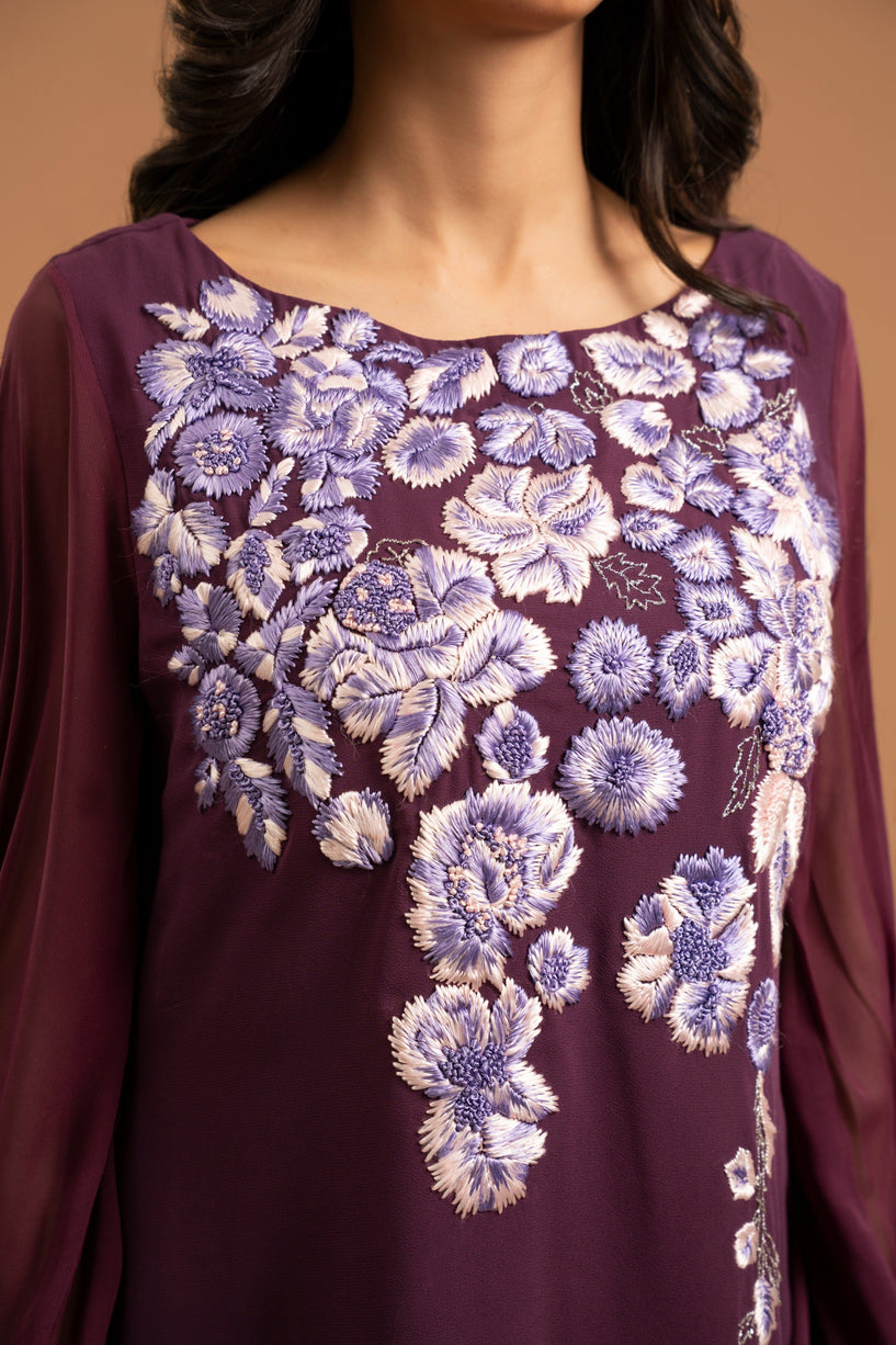 Embroidered Plum Elegance