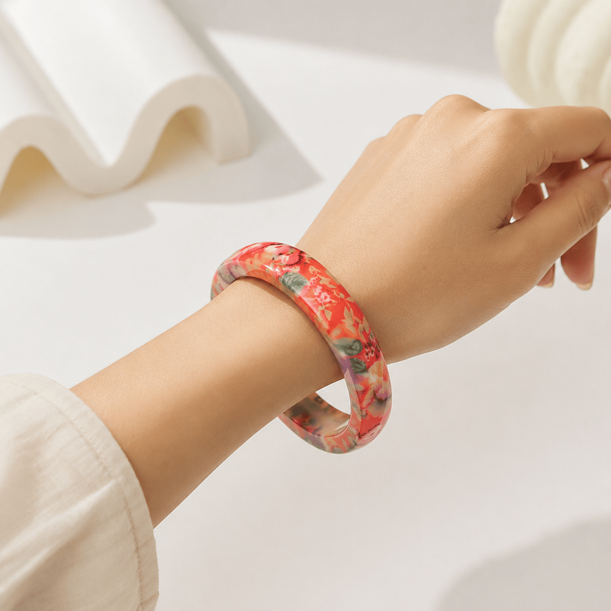 Gradient Floral Resin Bangle