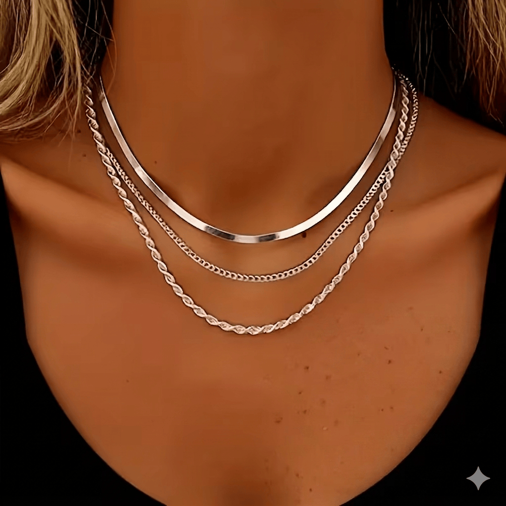 Elegant Three-Layer Gold-Plated Necklace