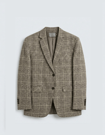 Grey Linen Check Classic Blazer