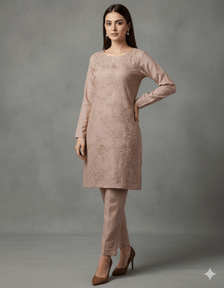 Embroidered Dress with Pant