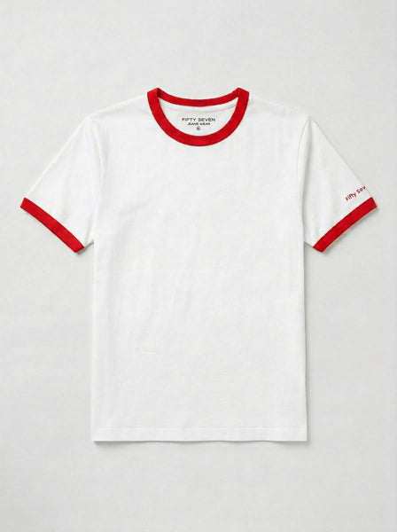 White & Red Ringer Tee