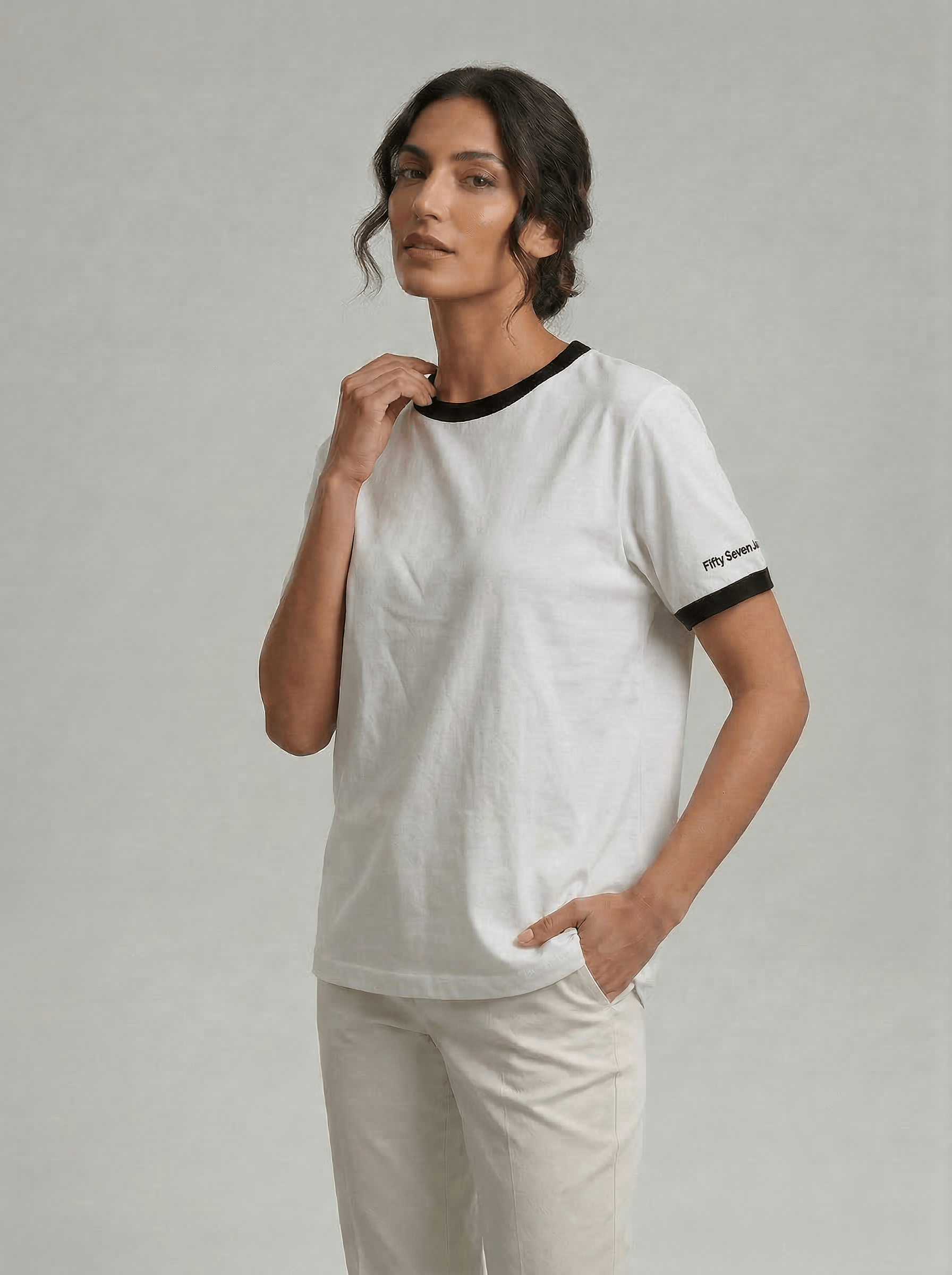 White & Black Ringer Tee