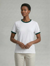 White & Green Ringer Tee