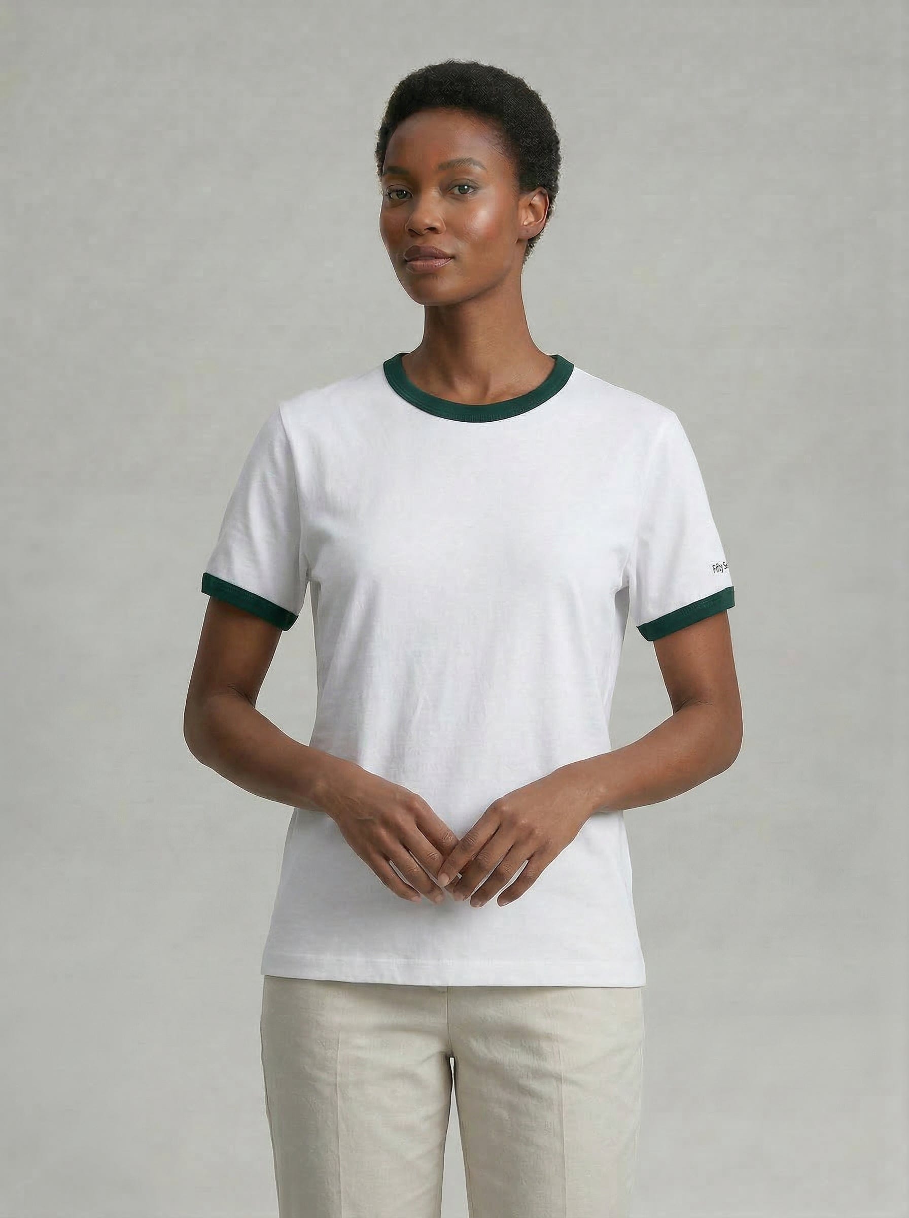 White & Green Ringer Tee