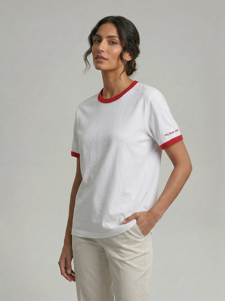 White & Red Ringer Tee