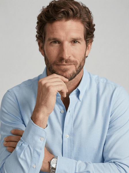 Blue Cotton Button Down Shirt