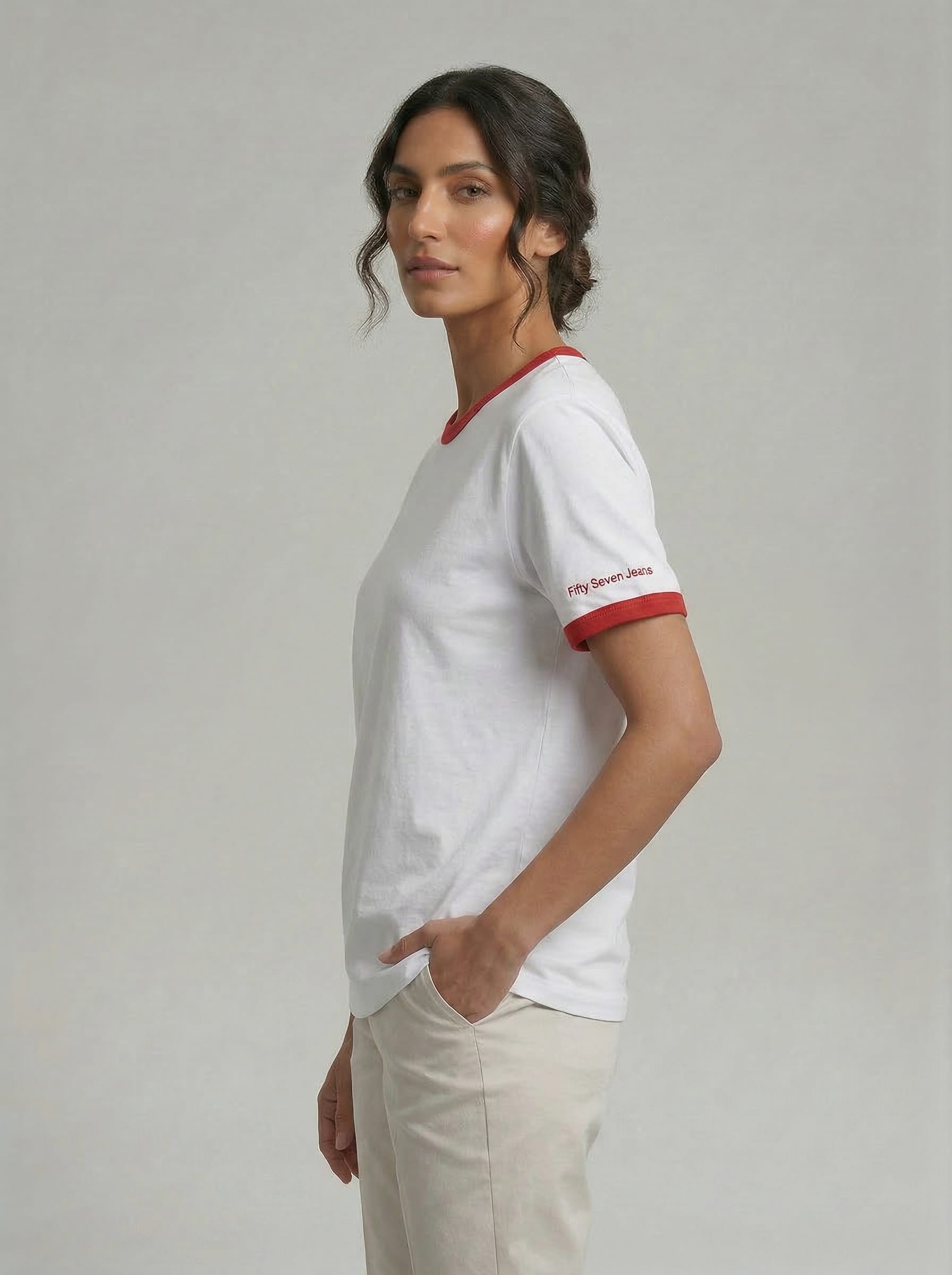 White & Red Ringer Tee
