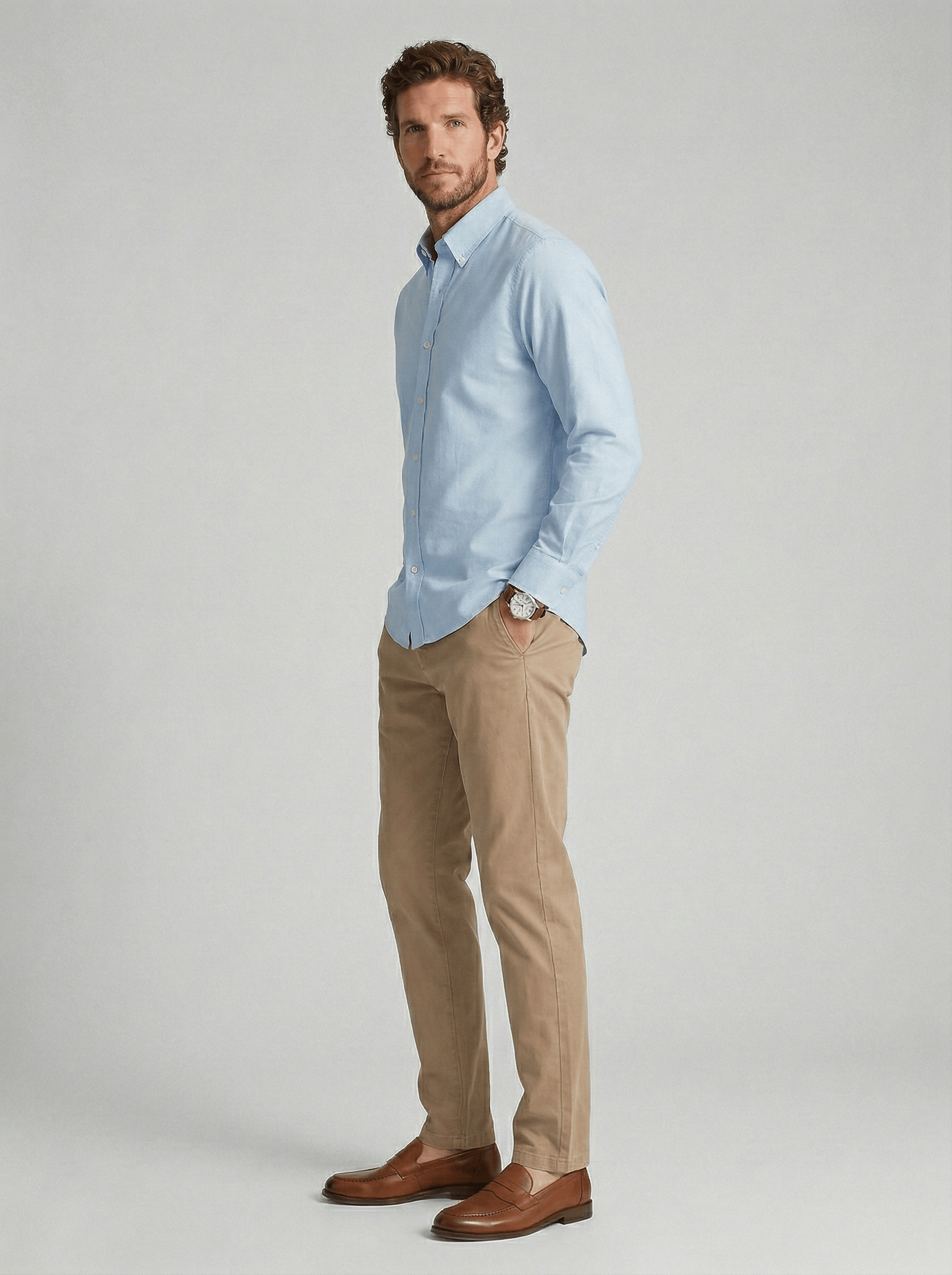 Blue Cotton Button Down Shirt