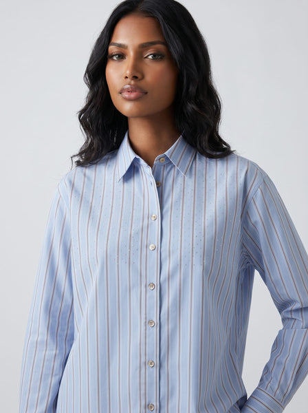 Crystal-Striped Blue Shirt