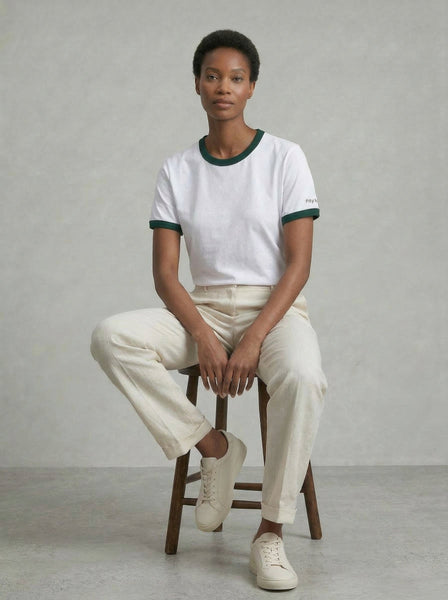 White & Green Ringer Tee