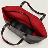 Women’s Black Leather Bag with Rich Red Interior