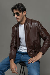 Real Leather Bomber Jacket