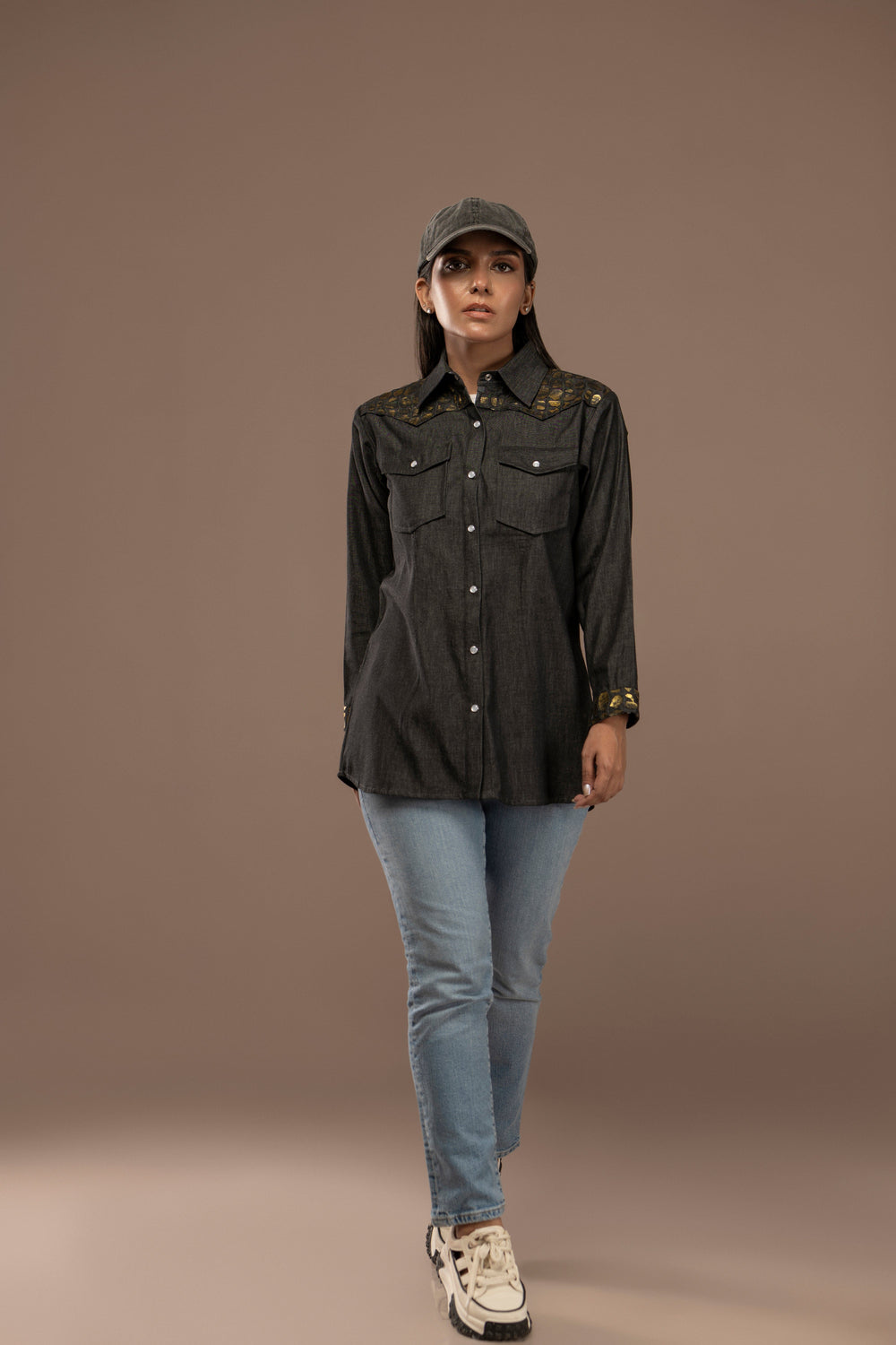 Denim Top With 3D Animal Print