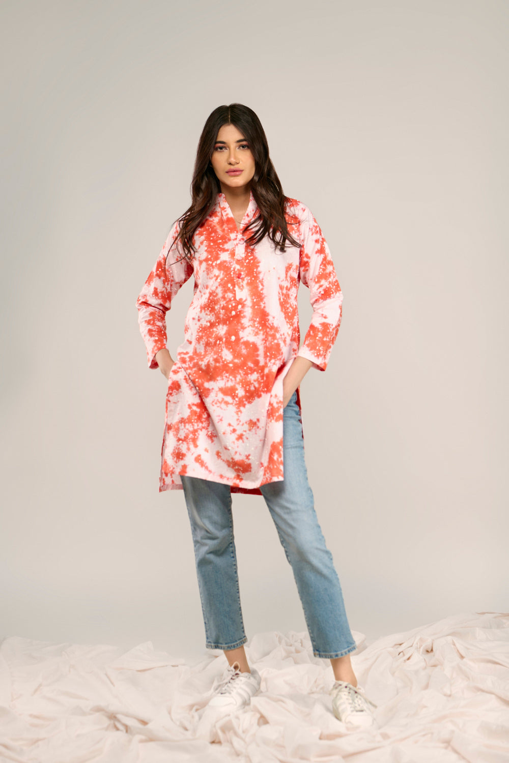 Puff Print Linen Top