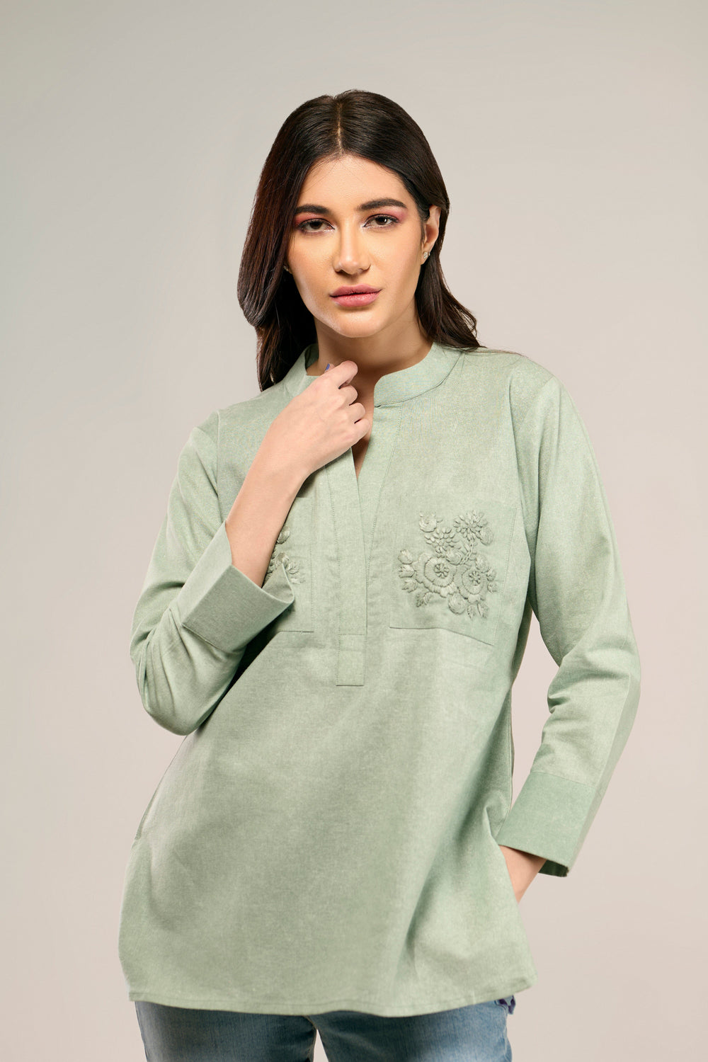 Hand Embroidery Linen Top