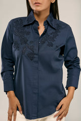 Couture Tonal Emb Poplin Blouse