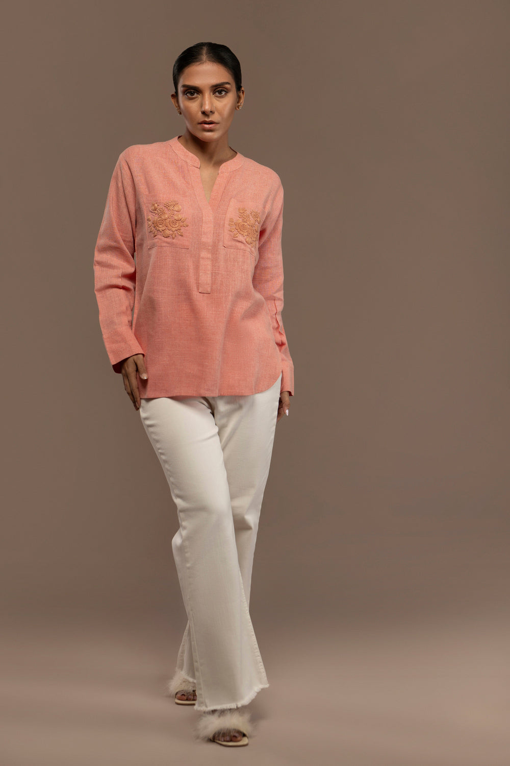 Hand Embroidery Linen Top