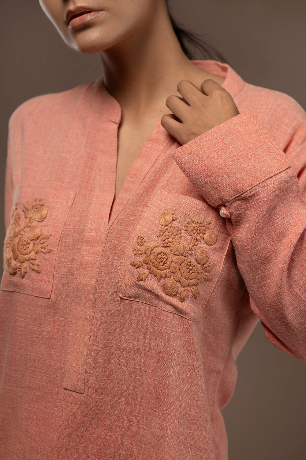 Hand Embroidery Linen Top