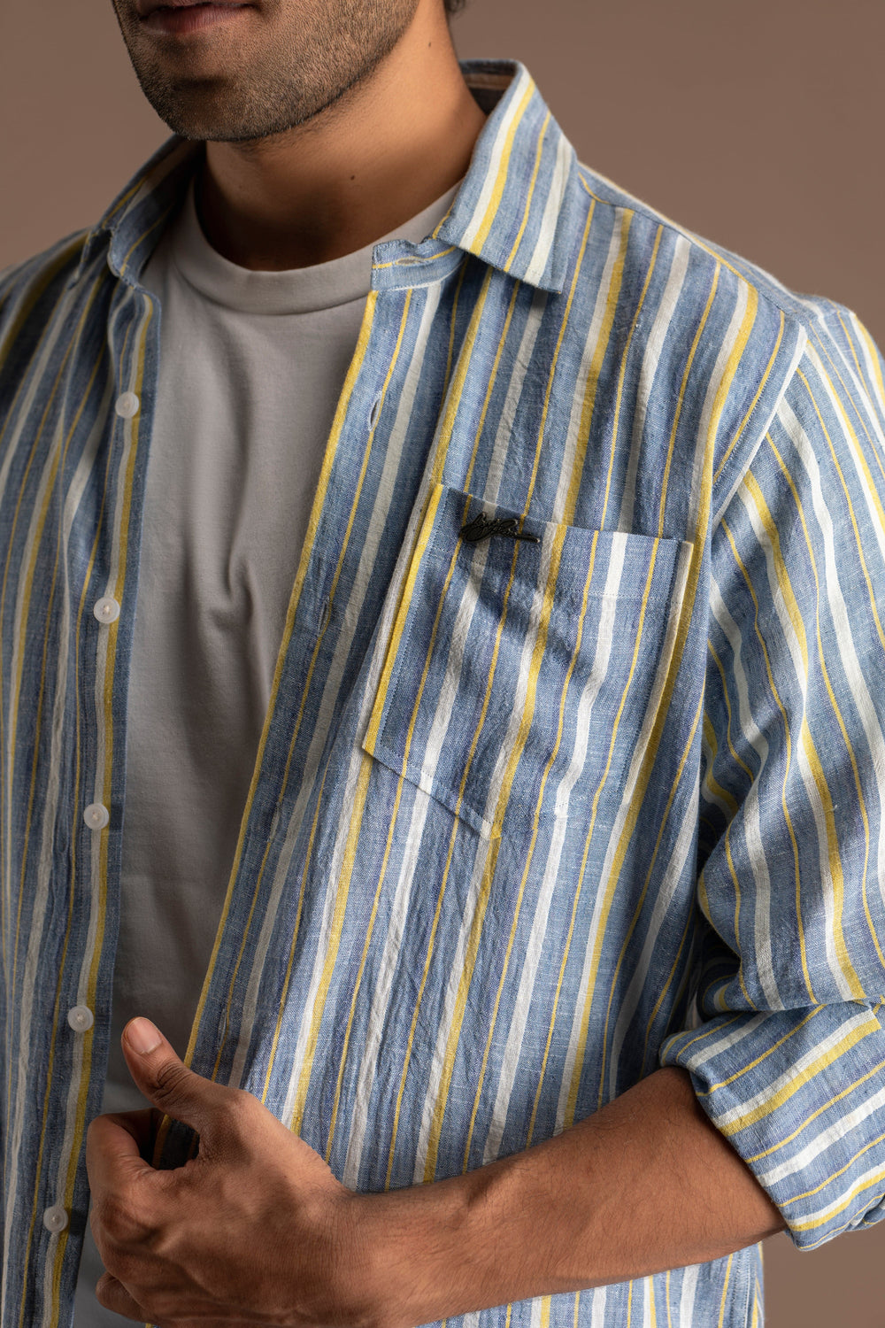 Cotton Yarn Dye Striped Shirt