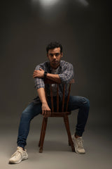 Cotton/Linen Banded Collar Shirt