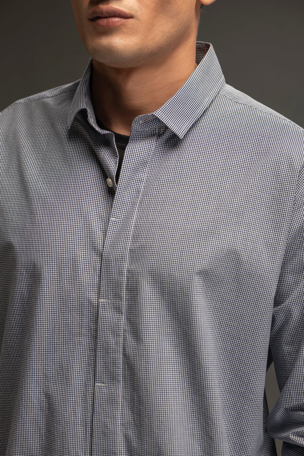 Hidden Placket Y/D Cotton Shirt