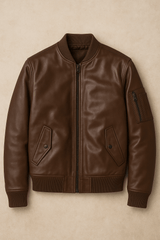 Real Leather Bomber Jacket