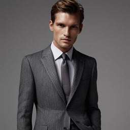 2-Piece Striped Charcoal Linen Suit
