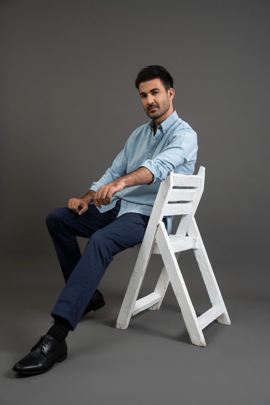 Blue Cotton Button Down Shirt