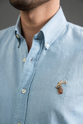 Blue Cotton Button Down Shirt