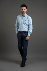 Blue Cotton Button Down Shirt