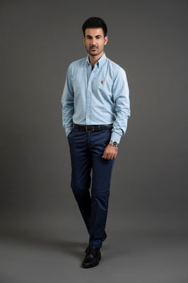Blue Cotton Button Down Shirt