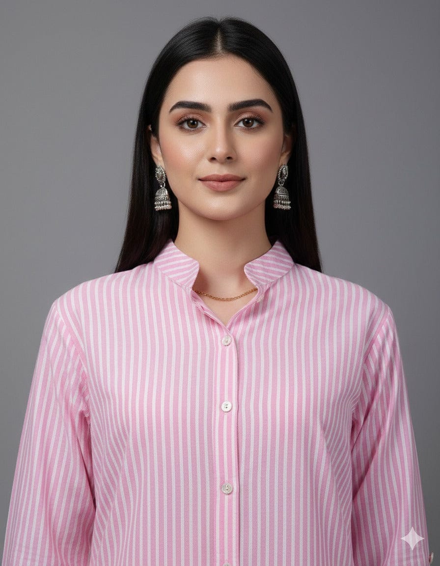 Soft Pink Striped Kurta Set
