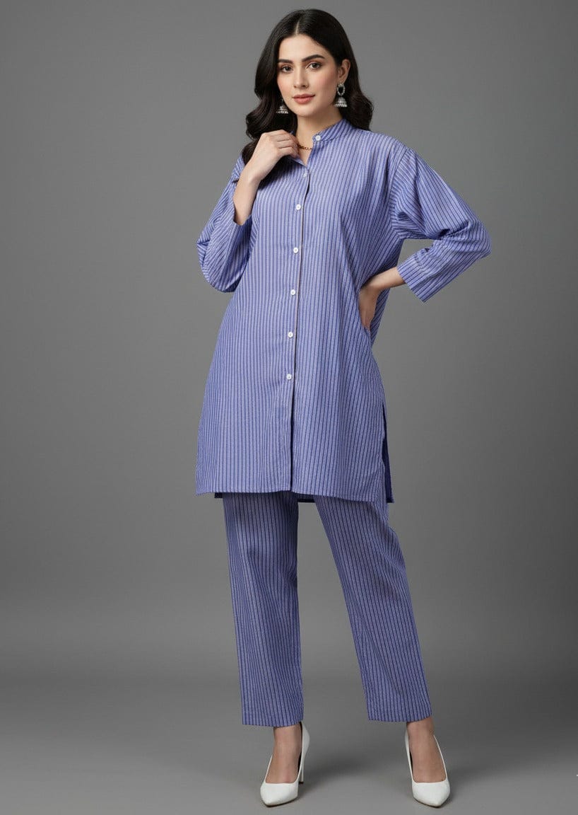 Blue Striped Kurta Set