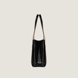 Women’s Black Leather Bag with Rich Red Interior