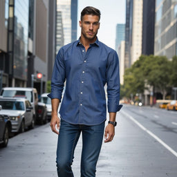 Red Rain Drop Tencel Shirt Denim