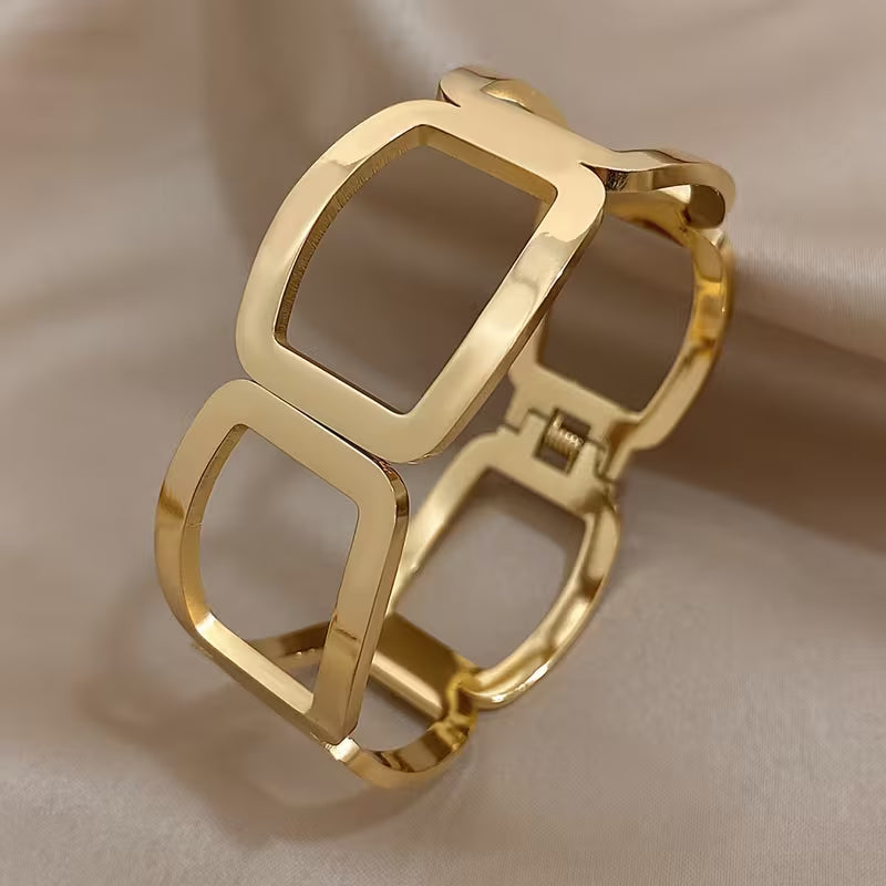 Geometry Wide Version Stainless Steel Bracelet for Women