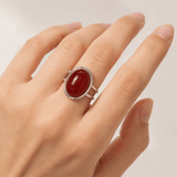 Natural Agate Oval Open Ring