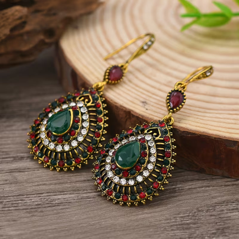 Vintage Boho Rhinestone Drop Earrings