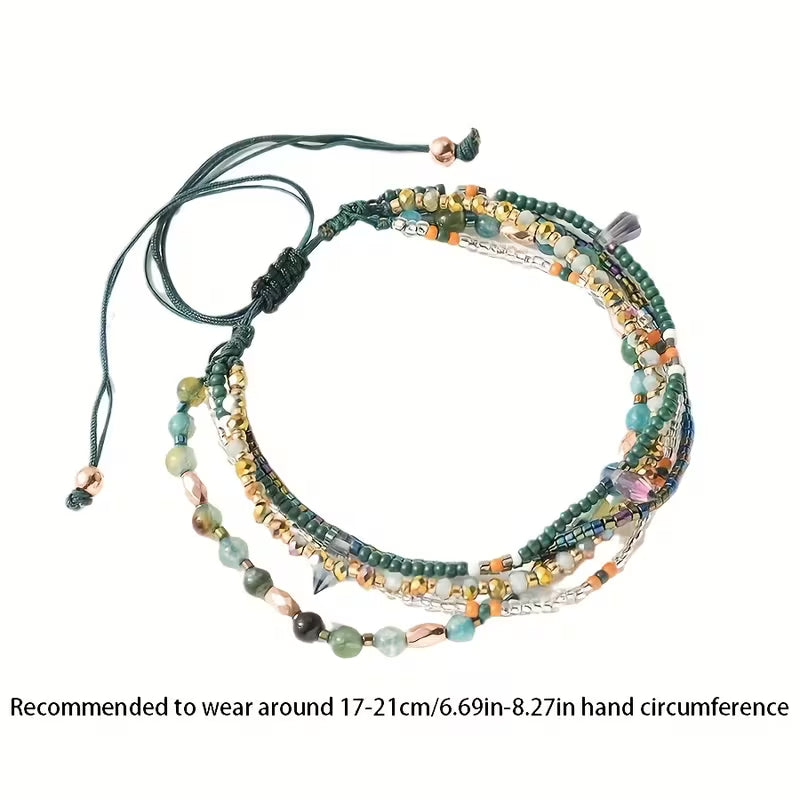 Vintage Boho Colorful Layered Bead Bracelet
