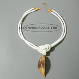 Vintage Hollow Leaf Pendant Choker Necklace