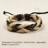 Retro Hemp Rope & Faux Leather Braided Bracelet