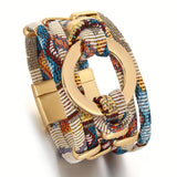 Bohemian Multilayer Rope Wrap Bracelet with Hollow Circle Charm