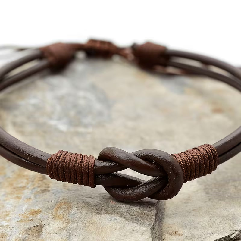 Braided Genuine Leather Knot Bracelet